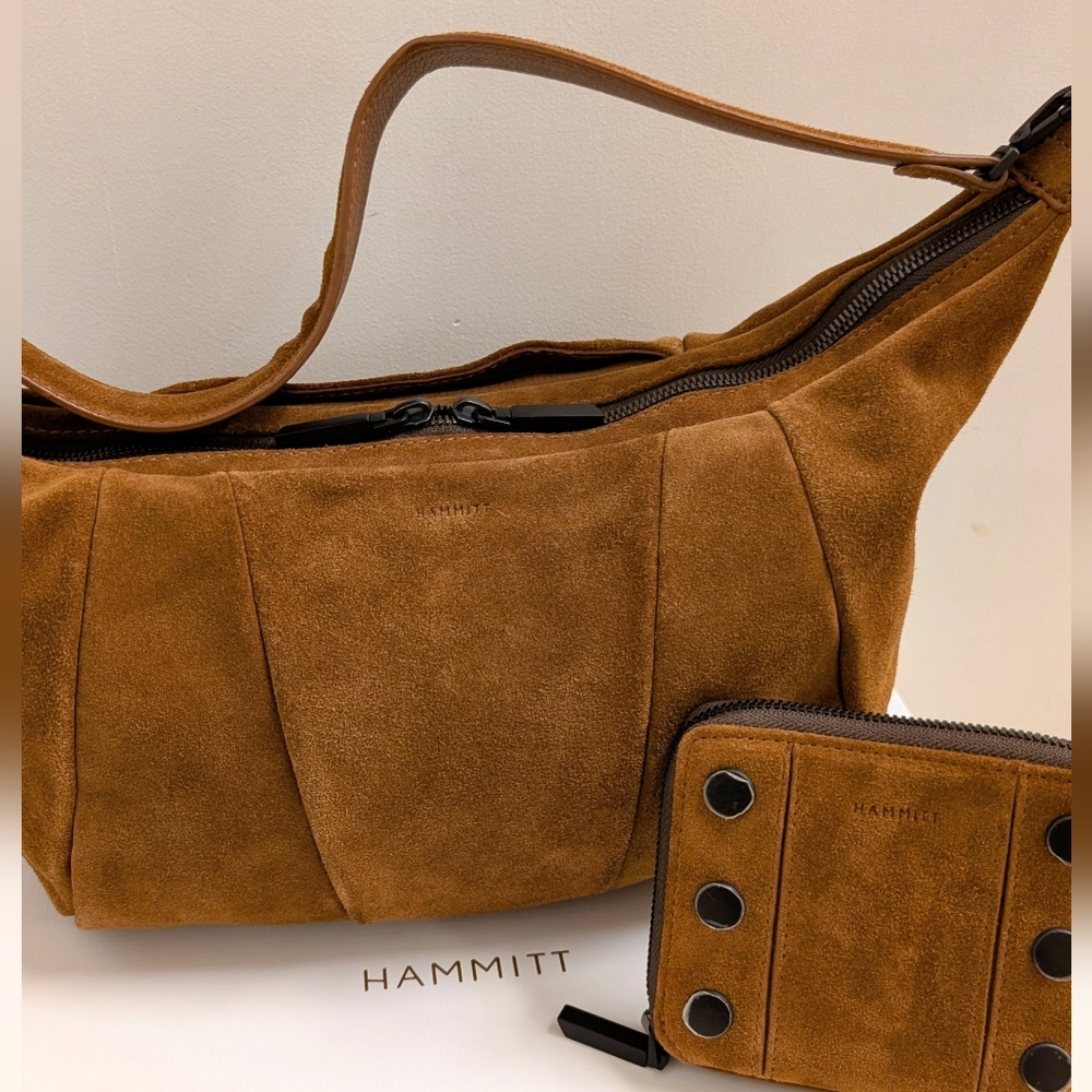 Hammitt Mahogany Suede Convertible Morgan Bag & 5 North Zip Wallet